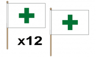 Green Cross Hand Flags